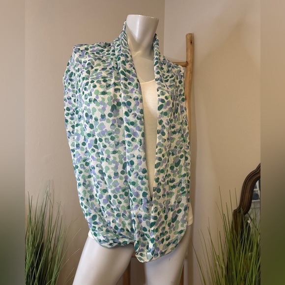 Eddie Bauer Infinity Scarf Fun Polka Dots Green Purple - Picture 2 of 4